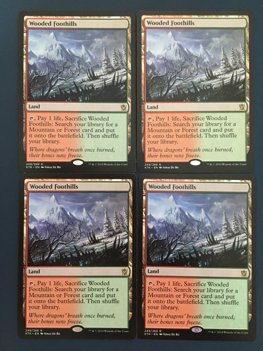 MTG 旧枠 樹木茂る山麓⁄Wooded Foothills 英語版4枚セット mtg 樹木