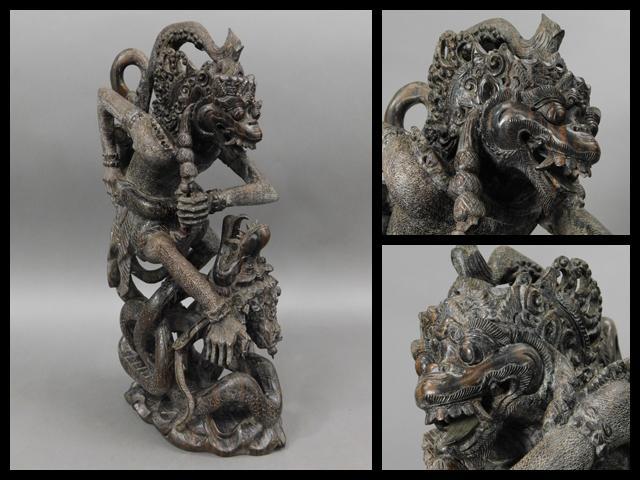 インドネシア(バリ)縞黒檀 木彫 アノマン神(Anoman)置物 東南アジア美術g18051829