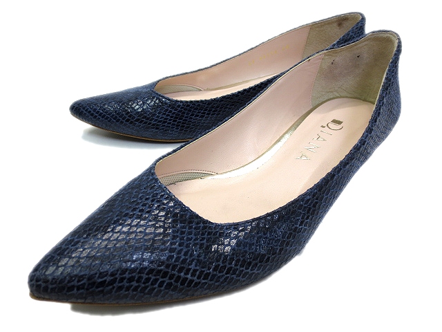 ダイアナ DIANA パイソン型押し ローヒール パンプス 24cm