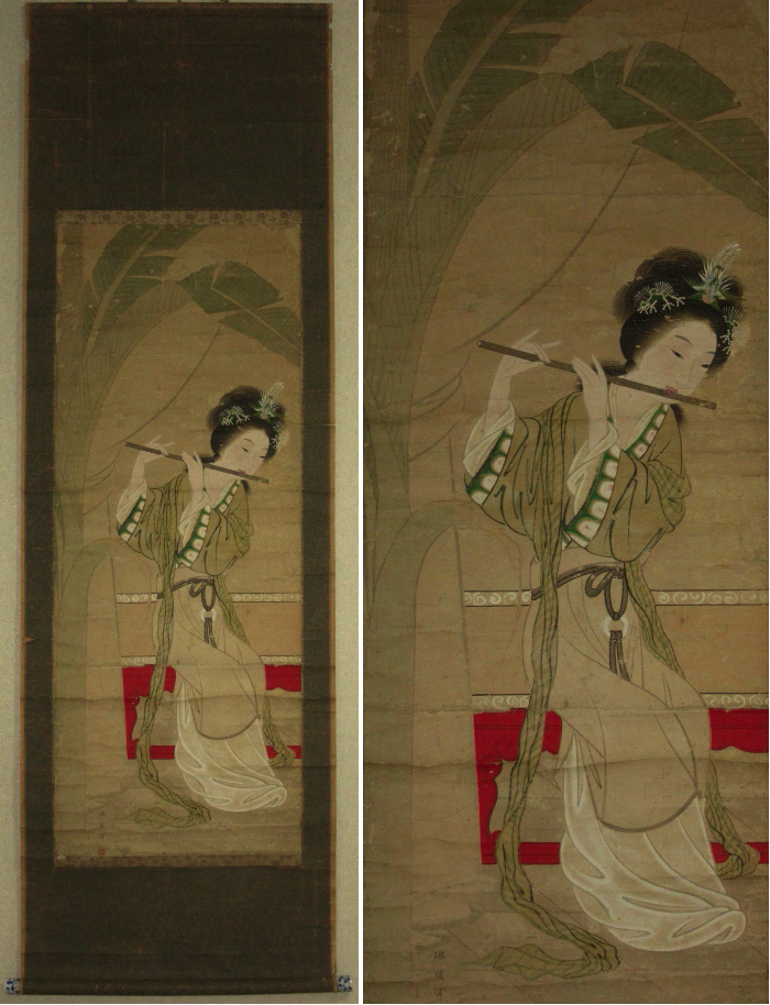 模写】掛軸 常山源瑛 「唐美人」 美人画 紙本 合箱 【公式通販】
