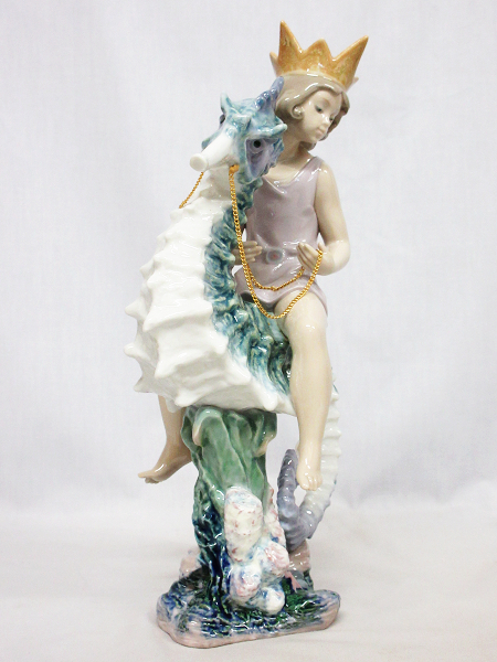【ひょうたん】LLADRO リヤドロ 陶器人形 「海の王子」 廃盤品 ガラスケース付_7
