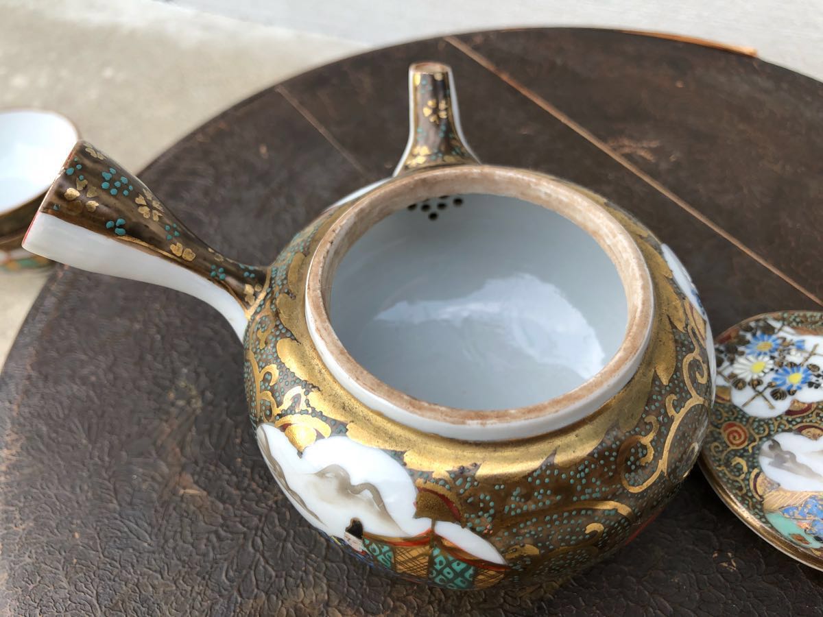 079 我楽多 九谷焼 茶器 セット 美泉 箱入 煎茶 茶道具 赤九谷 色絵