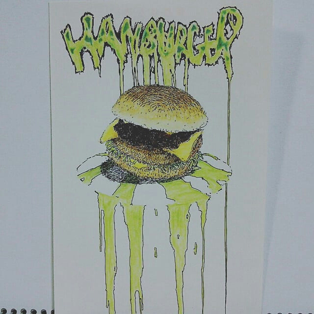 手描きイラスト オリジナルイラスト インテリア ハンドメイド ハンバーガー Hamburger 絵 カラー ポップ アート 水彩色鉛筆 原画 ロゴ 自作 手描きイラスト 売買されたオークション情報 Yahooの商品情報をアーカイブ公開 オークファン Aucfan Com