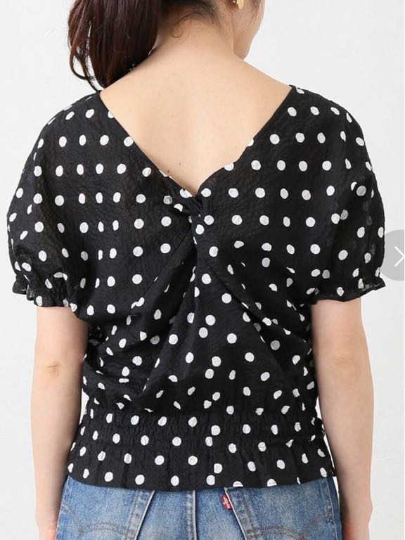 新品！今期イエナIENAシャーリング半袖ドットブラウス
