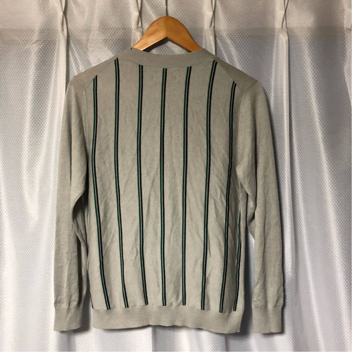 FRED PERRY コットン ニット カーディガン XS ストライプ フレッド 