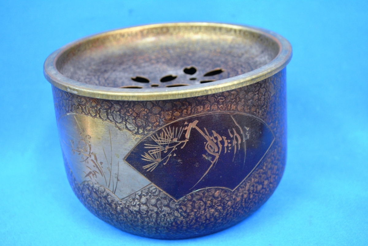純銅製未使用☆茶こぼし 湯こぼし 建水☆打出し 槌目