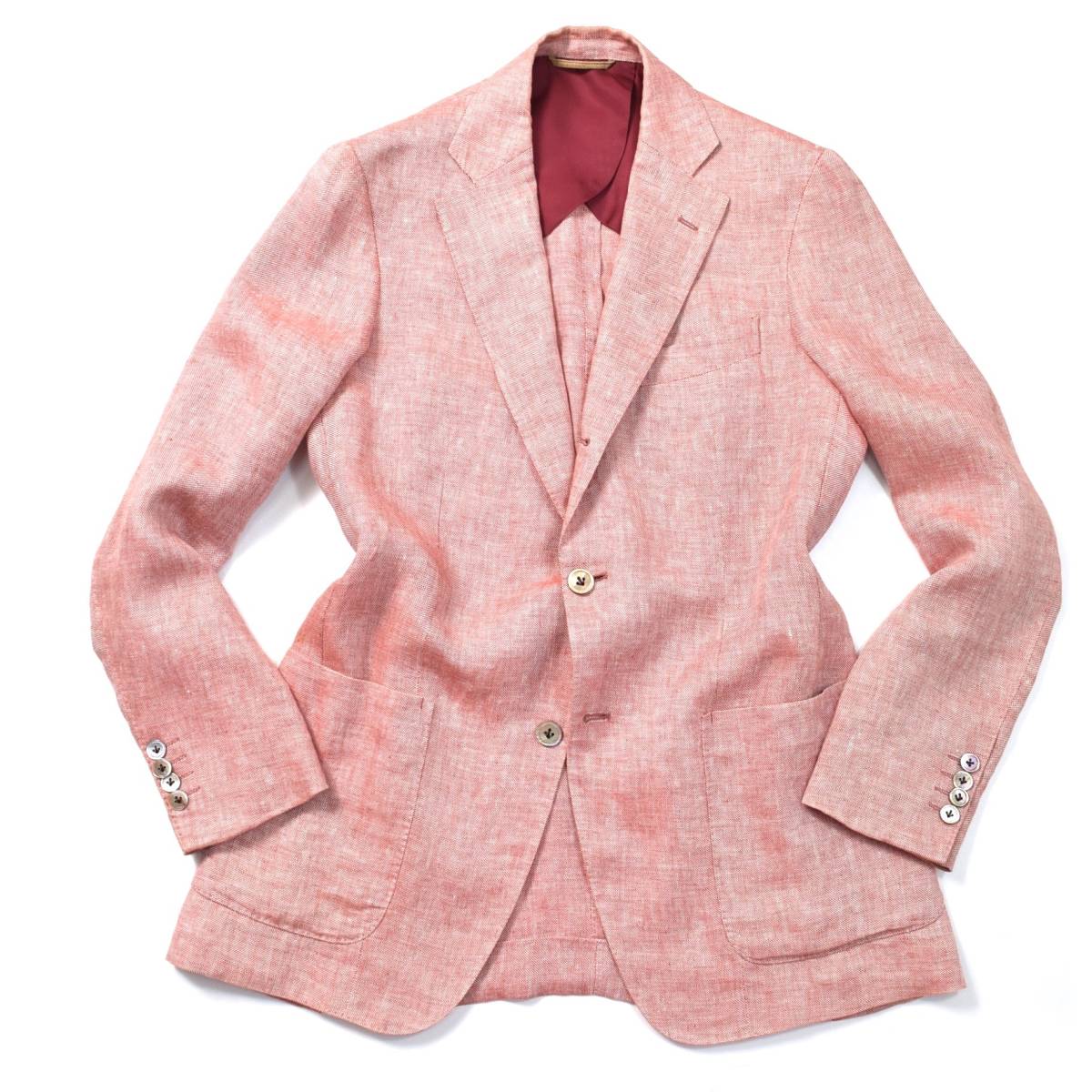 限定SALE，高品質 至極のラグジュアリー感 BEAMS Brilla 贅を尽くした夏の リネン100％ 色気の爽やかバスケット織り レッド ジャケット 46 M 日本製(Mサイズ)｜売買されたオークション情報、yahooの商品情報をアー Mサイズ