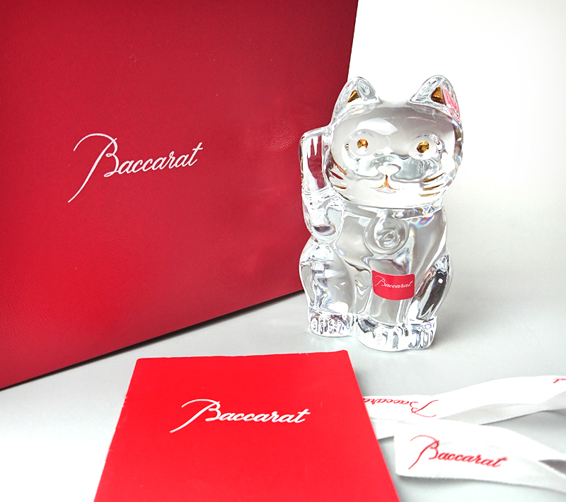 新品☆バカラ BACCARAT 招き猫 クリア☆ラッキーアイテム☆リボン