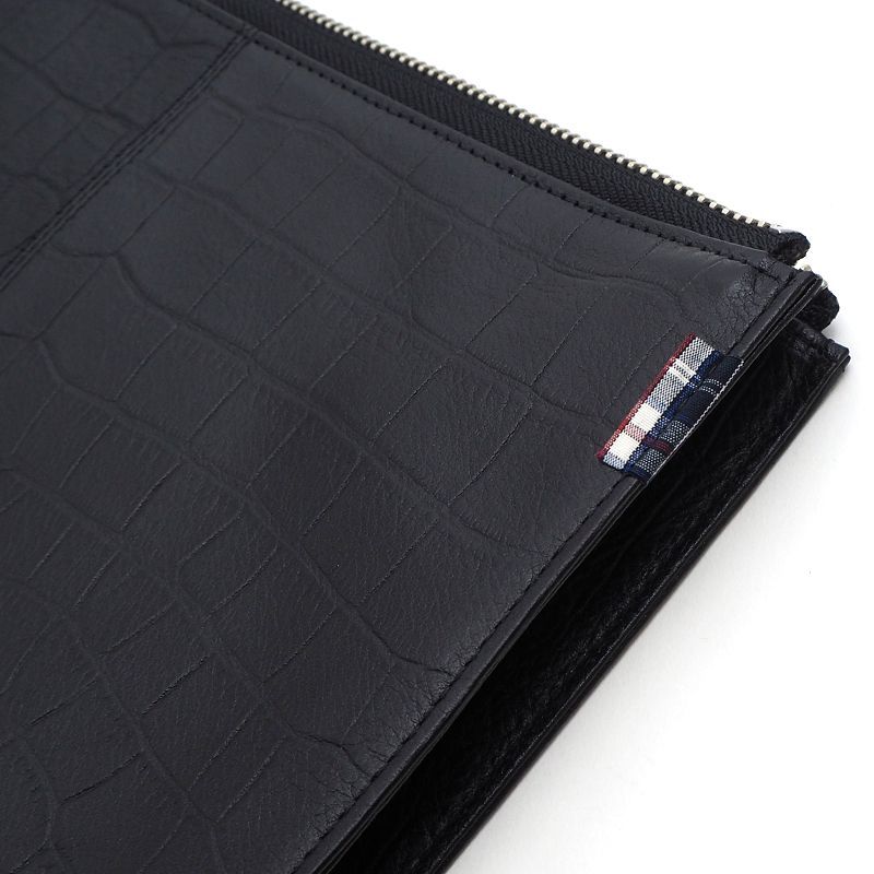 未使用品 NEW YORKER ニューヨーカー クロコダイル型押しレザークラッチバッグ セカンドバッグ ブラック 2KZ1