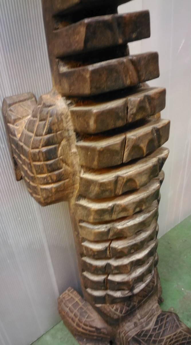 高さ約94cm☆大きな木彫りのワニ 鰐 わにの置物 骨董品