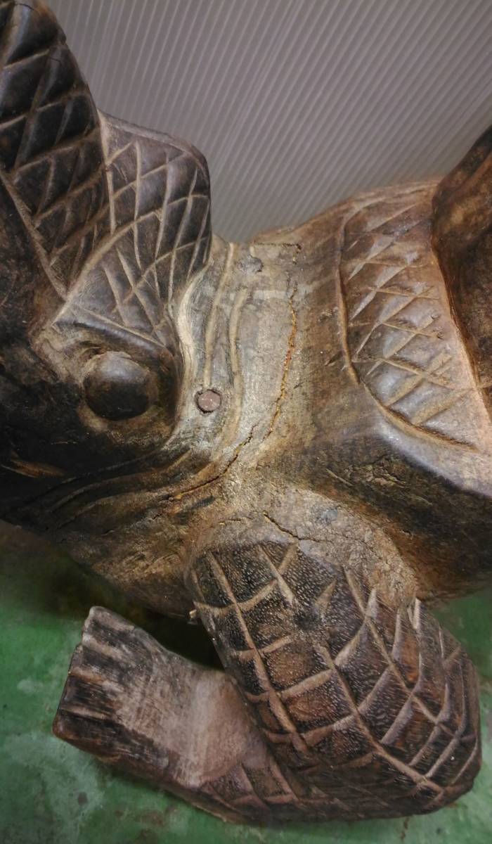 高さ約94cm☆大きな木彫りのワニ 鰐 わにの置物 骨董品