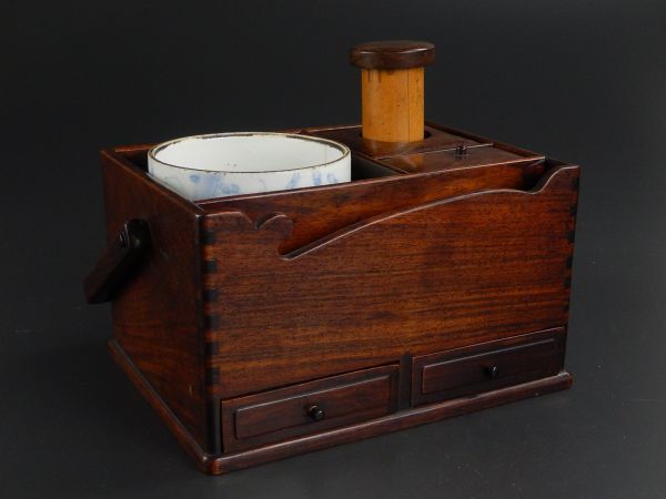 根付 木彫 提げ物 人物 - 木製 人物根付 時代木彫 堤物 D5913-3 江戸期