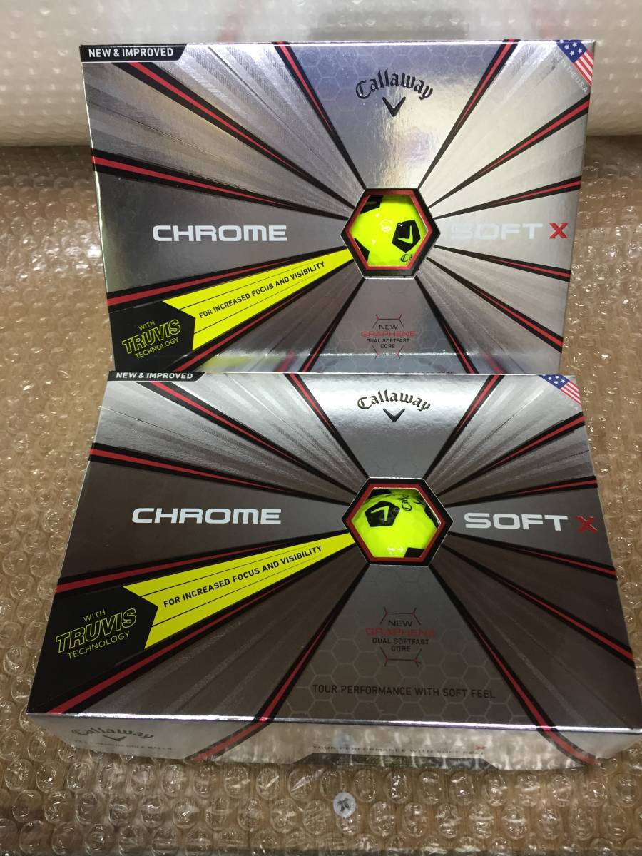 最安値，豊富な キャロウェイ 2018 CHROME SOFT X TRUVIS イエロー&times;ブラック 2ダース 日本正規品(2ダース)｜売買されたオークション情報、yahooの商品情報をアーカイブ公開 - オークファン ボール
