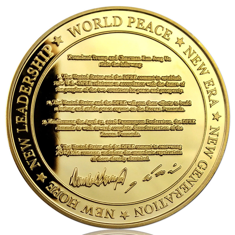 入手困難①】史上初 米朝首脳会談 調印式 記念コイン アメリカ トランプ大統領