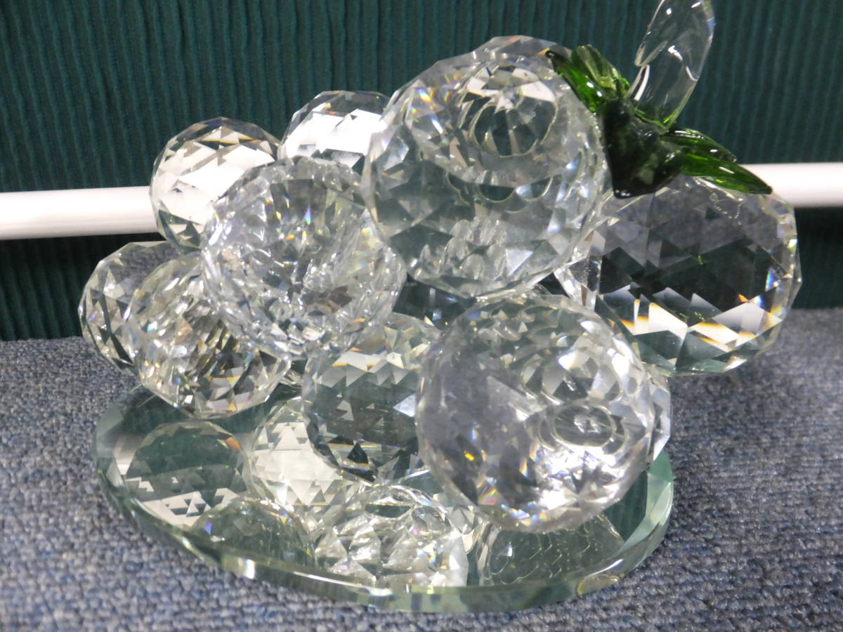 48/未使用 高級クリスタル CRYSTAL 葡萄 ぶどう 置物 W18.0×11.5