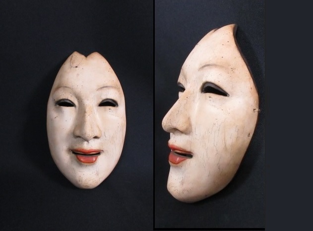 能面 木彫 小面 若女 女面 能楽 : 雅楽 作古面・木彫彩色能面「小