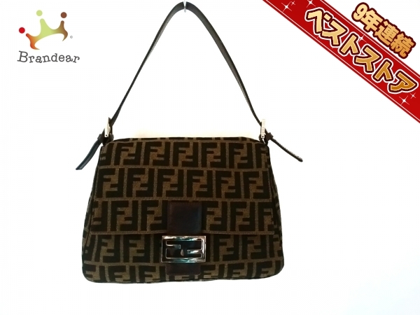 FENDI フェンディ FF ズッカ柄 ハンドバッグ キャンバス×レザー系