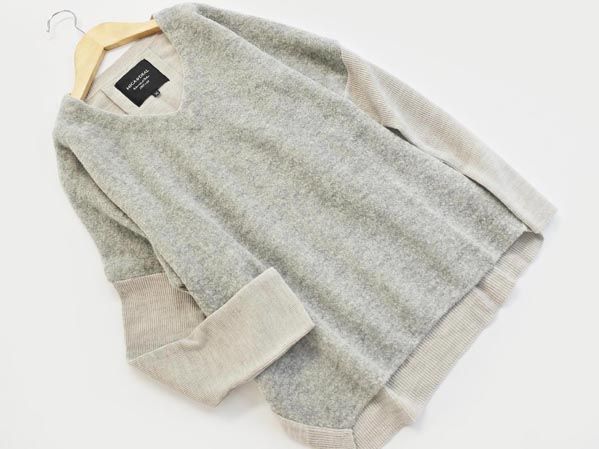 MICA&DEAL マイカ＆ディール ウール混 Vネック ワイド幅 ニット セーター size36/グレーｘベージュ ◇■ ☆ ihc0
