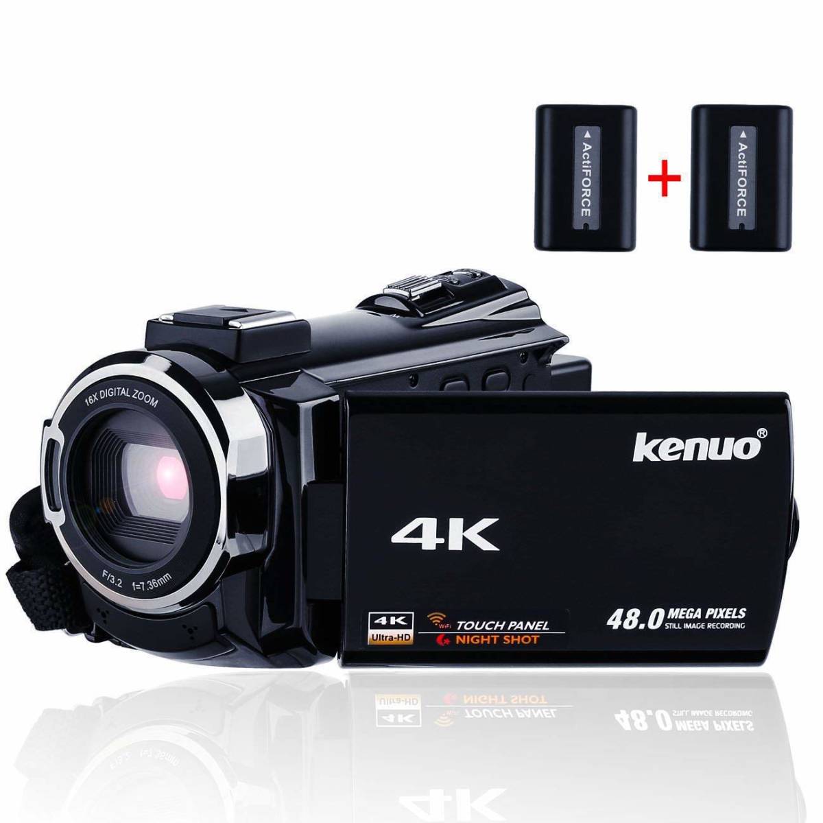 B470 新品 Kenuo デジタル4Kビデオカメラ WIFI機能 2400万画素 48MP 
