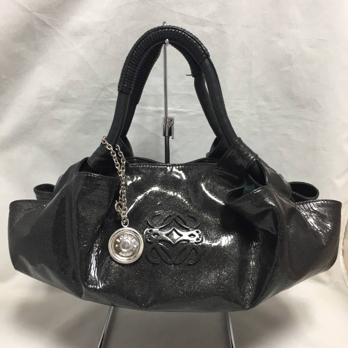 ロエベ　ナッパアイレ　パテントレザー　ラメ　ハンドバッグ