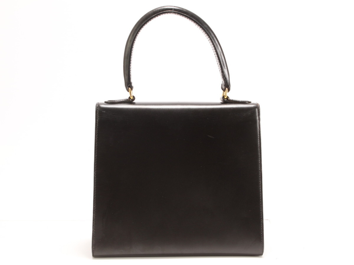 1円 レア ヴィンテージ セリーヌ ボックス カーフ レザー ケリー 型 トップ ハンドル ハンドバッグ 革 レディース ビジネス トート 黒 YT95 セリーヌ CELINE 馬車金具 ◇1 ショルダーバッグ 旧ロゴ