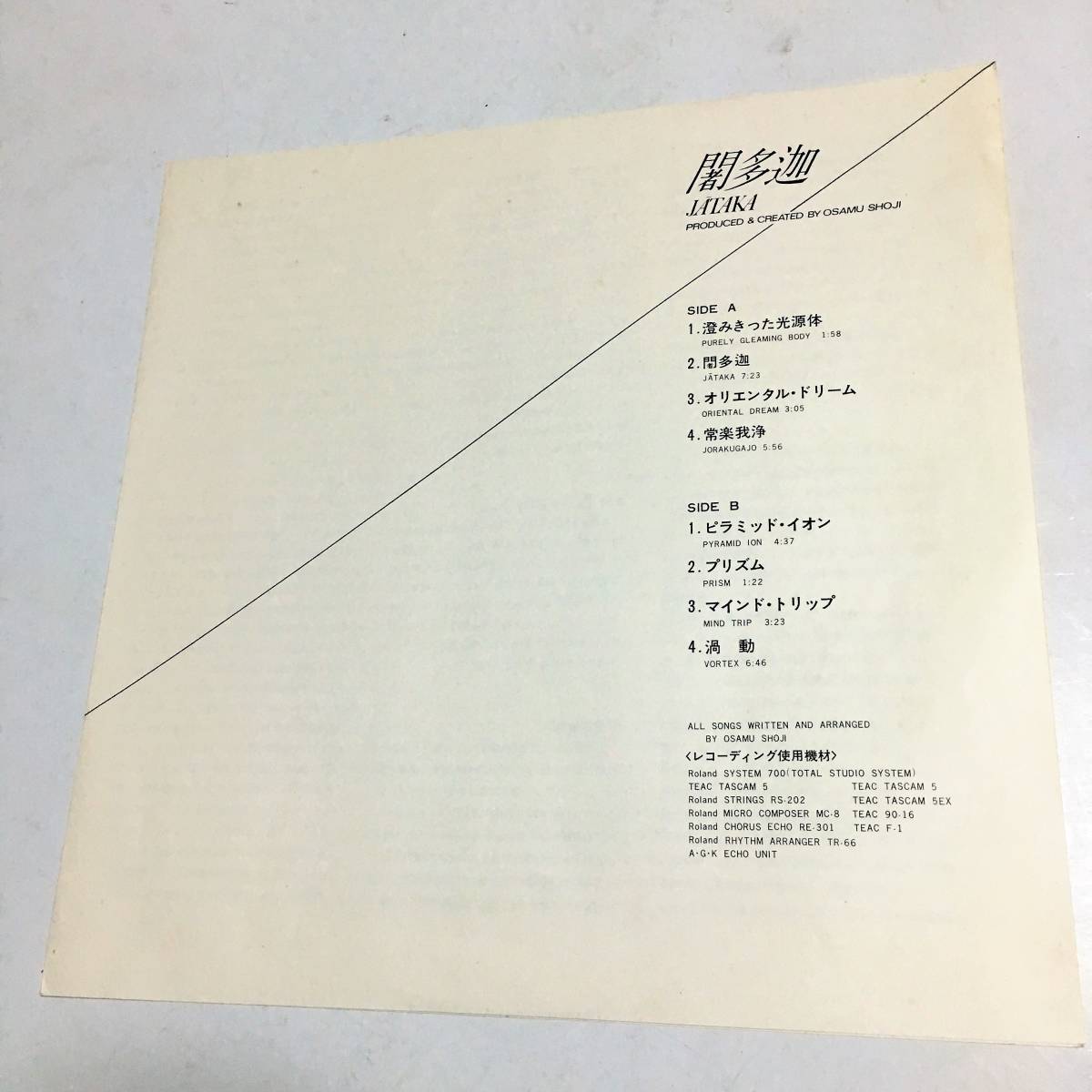 LP/東海林修/闍多迦/JATAKA/L-10133W/瞑想/ヒーリング/紙ジャケ
