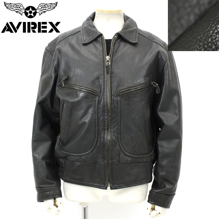 希少モデル！美品 AVIREX アヴィレックス 本革 レザー 襟付き シングル 