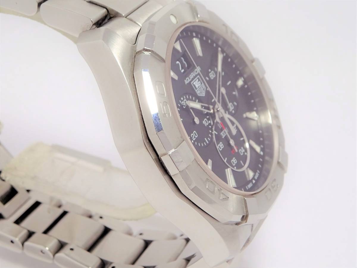 タグホイヤー CAY1110-０ アクアレーサー クロノグラフ メンズ ラウンド デイト 黒 クォーツ 時計 箱付き W2844