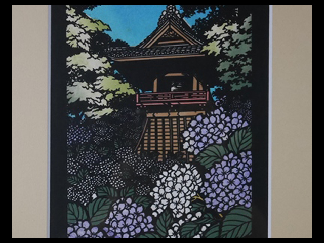 限定SALE，人気SALE】 石井一臣 きり絵/切り絵/切絵 「あじさいの寺」