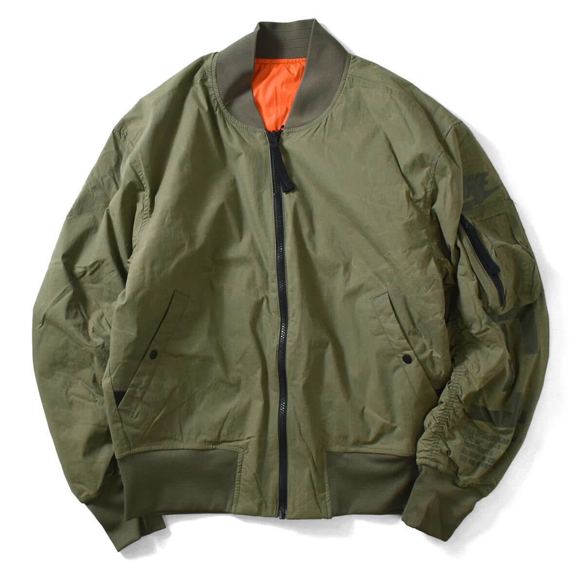 100%新品，格安 NIKE REV AF1 WOVEN JACKET リバーシブル エアフォースワン ウーブン フライトジャケット AH2034-222 ミディアムオリーブ MEDIUM OLIVE(ジャンパー、ブルゾン)｜売買されたオークション情報、yahooの商品情 男性用