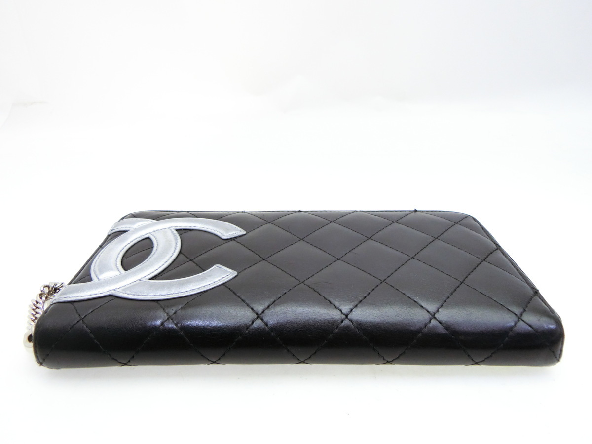 ◇AB6360 CHANEL シャネル 黒 × メタリック カンボン ラウンド
