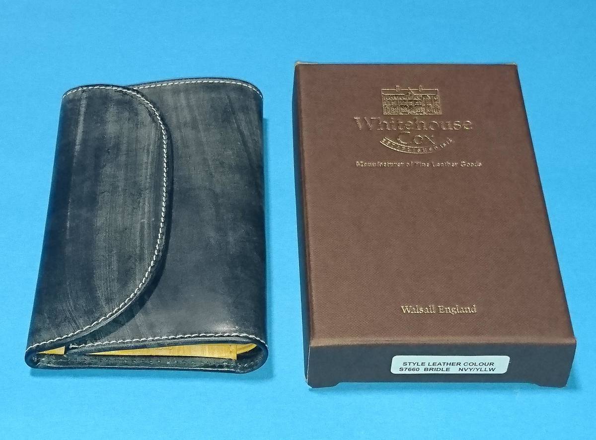 Whitehouse Cox】ホワイトハウスコックス S7660 三つ折り財布 ネイビー 