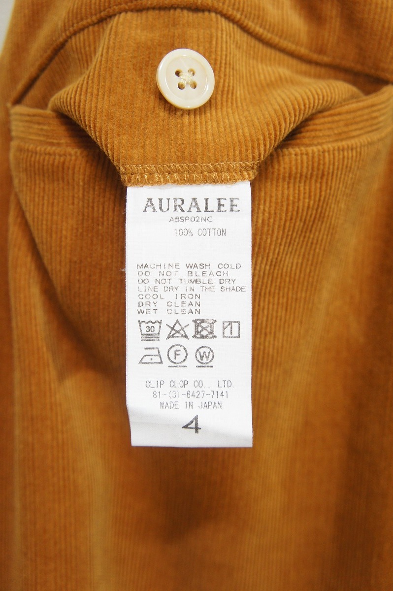 美品18SS AURALEEオーラリー WASHED CORDUROY SLACKS コーデュロイ 