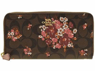 新品 国内発送 コーチ F31572 シグネチャー 花柄 長財布 Brown Multi
