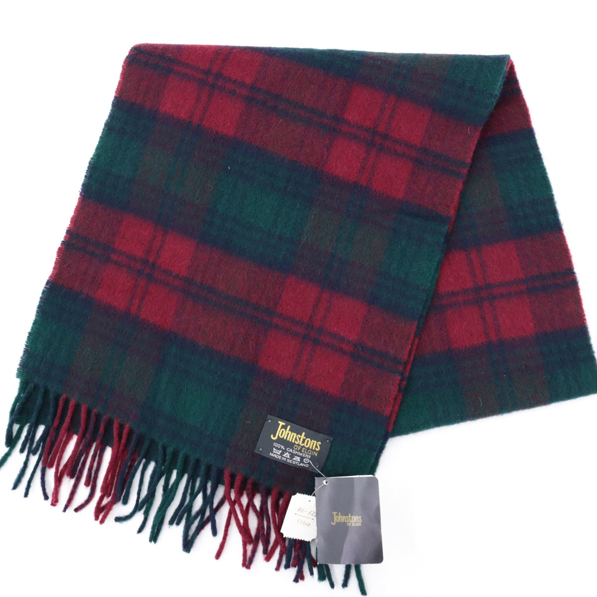 本物保証，定番人気 同様 ジョンストンズオブエルガン チェック柄 カシミア100％マフラー red&times;green/レッド&times;グリーン/ストール/秋冬/16060-SF1018(カシミア、パシュミナ)｜売買されたオークション情報、yahooの カシミア、パシュミナ