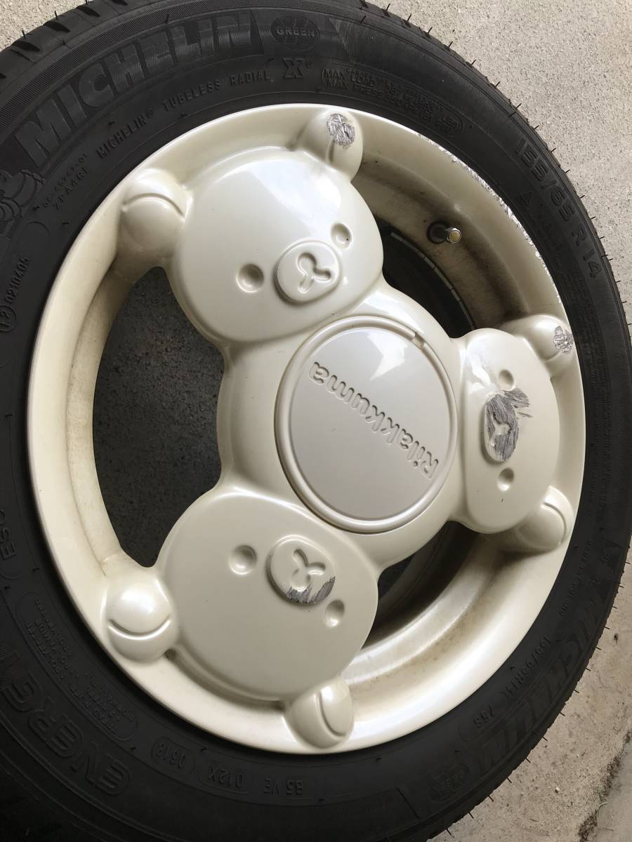リラックマホイール 155/65R14 品2本 ガリ傷有 ミシュランタイヤ付き