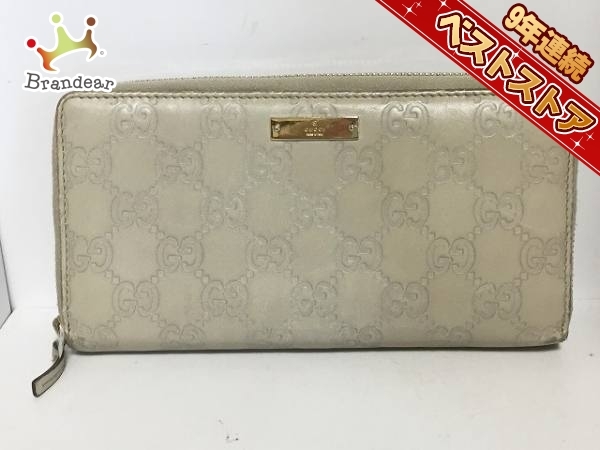  財布 長財布 グッチ GUCCI レザー ライトグレー ラウンドファスナー 112724 シマライン(女性用財布)｜売買されたオークション情報、yahooの商品情報をアーカイブ公開 - オークファン 服飾小物