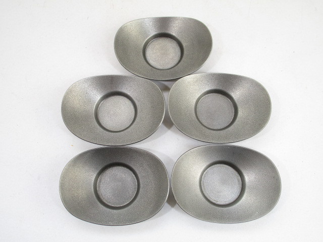 5客セット : 茶托 本錫製 径約9.8cm 煎茶道具 無地 精峰
