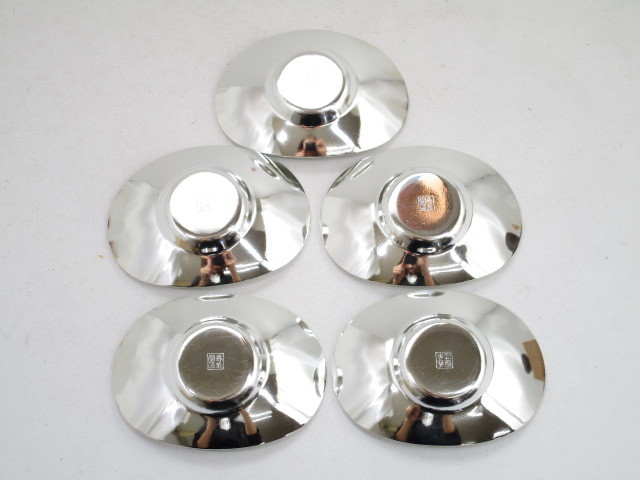 5客セット : 茶托 本錫製 径約9.8cm 煎茶道具 無地 精峰
