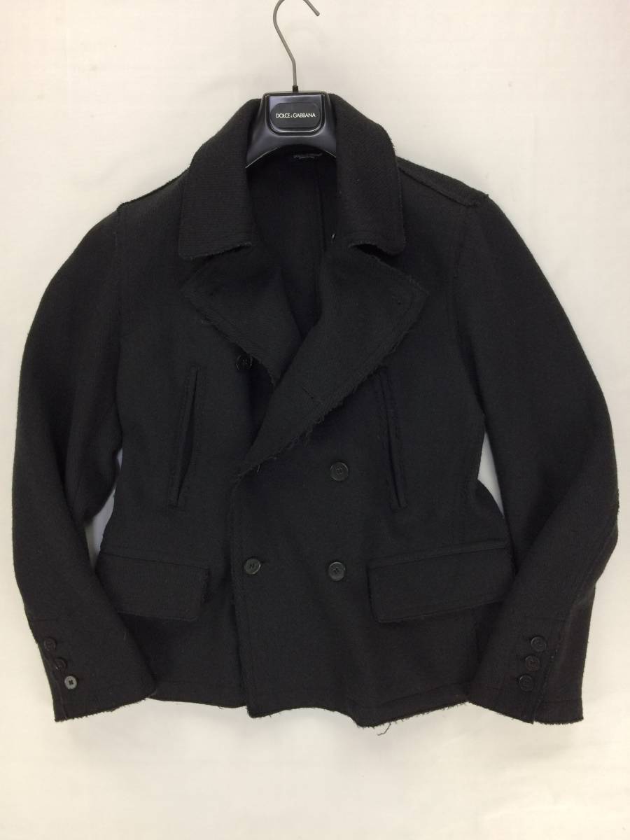定価約23万【DOLCE＆GABBANA/ドルチェ＆ガッバーナ】威厳を放つモード感【ダブルブレスト】同色ツイード 切り離し裁断 ピーコート