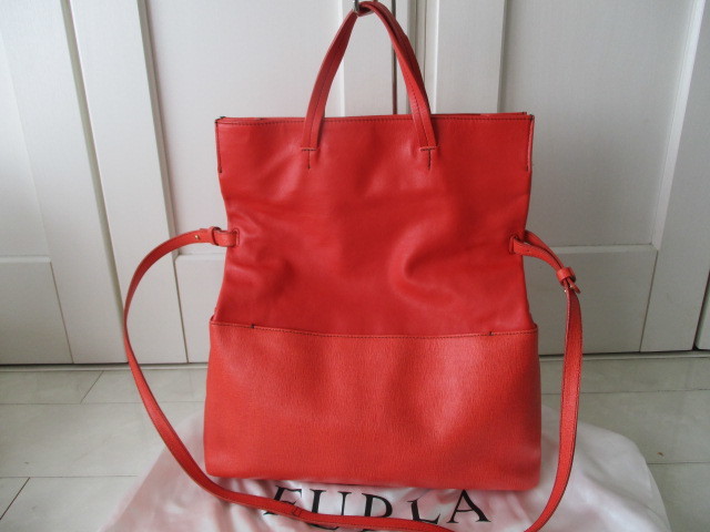 ◆フルラ　オレンジ　２ＷＡＹレザートートバック　美品◆