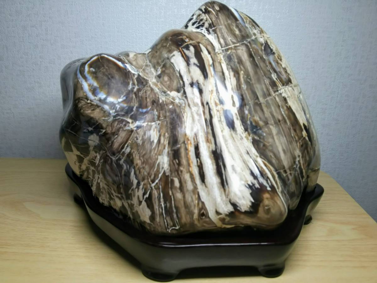 茶白マーブル】◇9.4kg◇ 珪化木 ジャスパー 原石 碧玉 風水 開運 