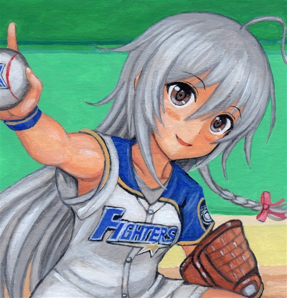 同人手描き イラスト アイドルマスター 星輝子 日本ハム 吉田輝星君 侍ポーズ 水彩 手描きイラスト 売買されたオークション情報 Yahooの商品情報をアーカイブ公開 オークファン Aucfan Com