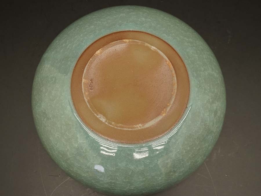 梅華文平水指 馬和子造 青磁 割蓋 茶道具 水屋道具 共箱 陶器 陶製