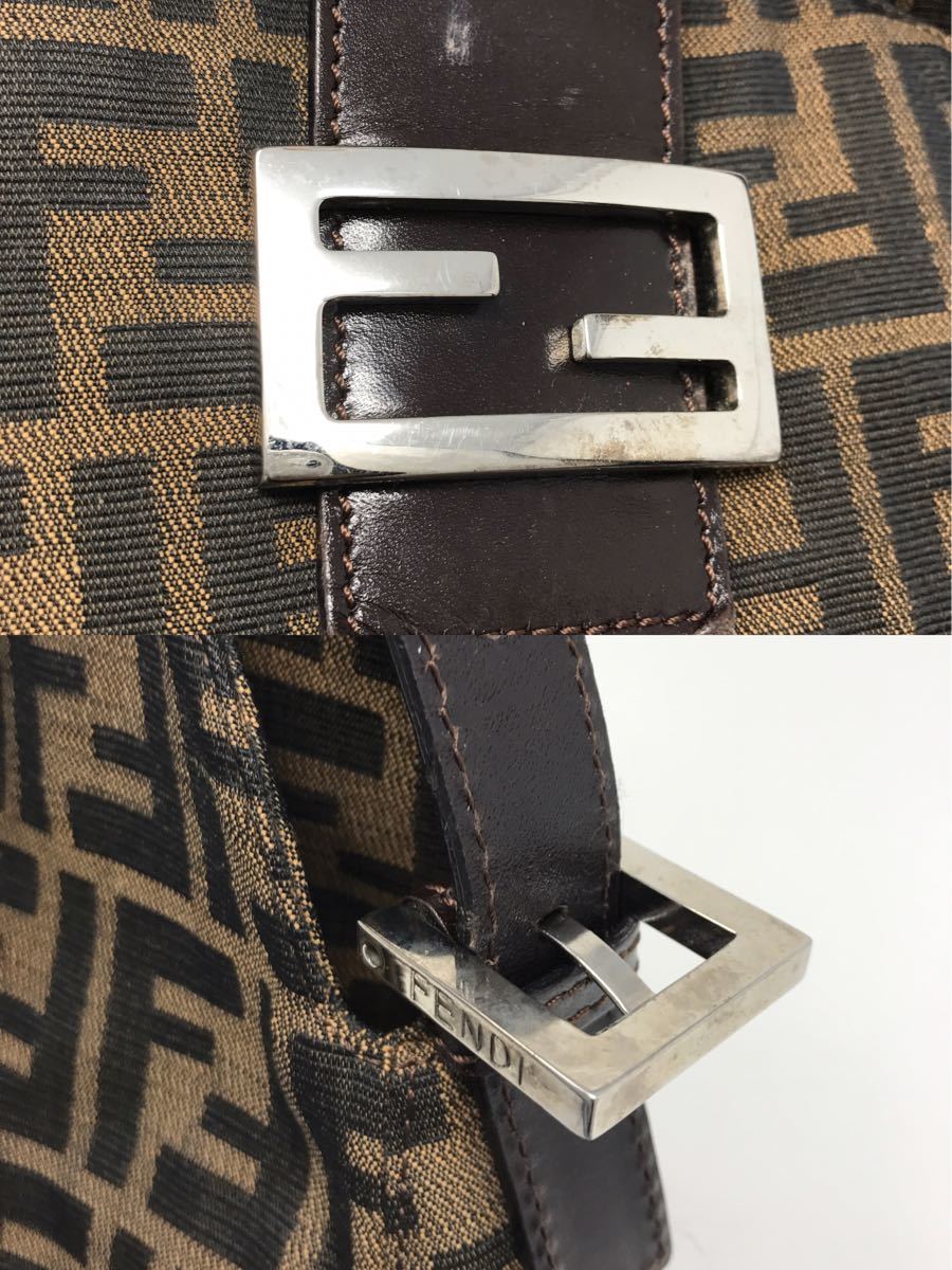 FENDI フェンディ ズッカ 柄 マンマ バケット レザー ショルダー