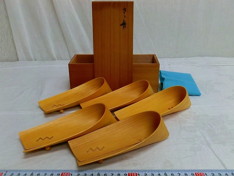 新品】此君亭工房 竹製おしぼり置き 5客 共箱付 上質竹工芸 大分県