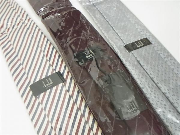 【送料無料】ダンヒル ネクタイ　6本セット　グレー幾何学模様柄，紺×バイアス柄，ネイビーチェック柄　他　 dunhil R 1110 fx 032307