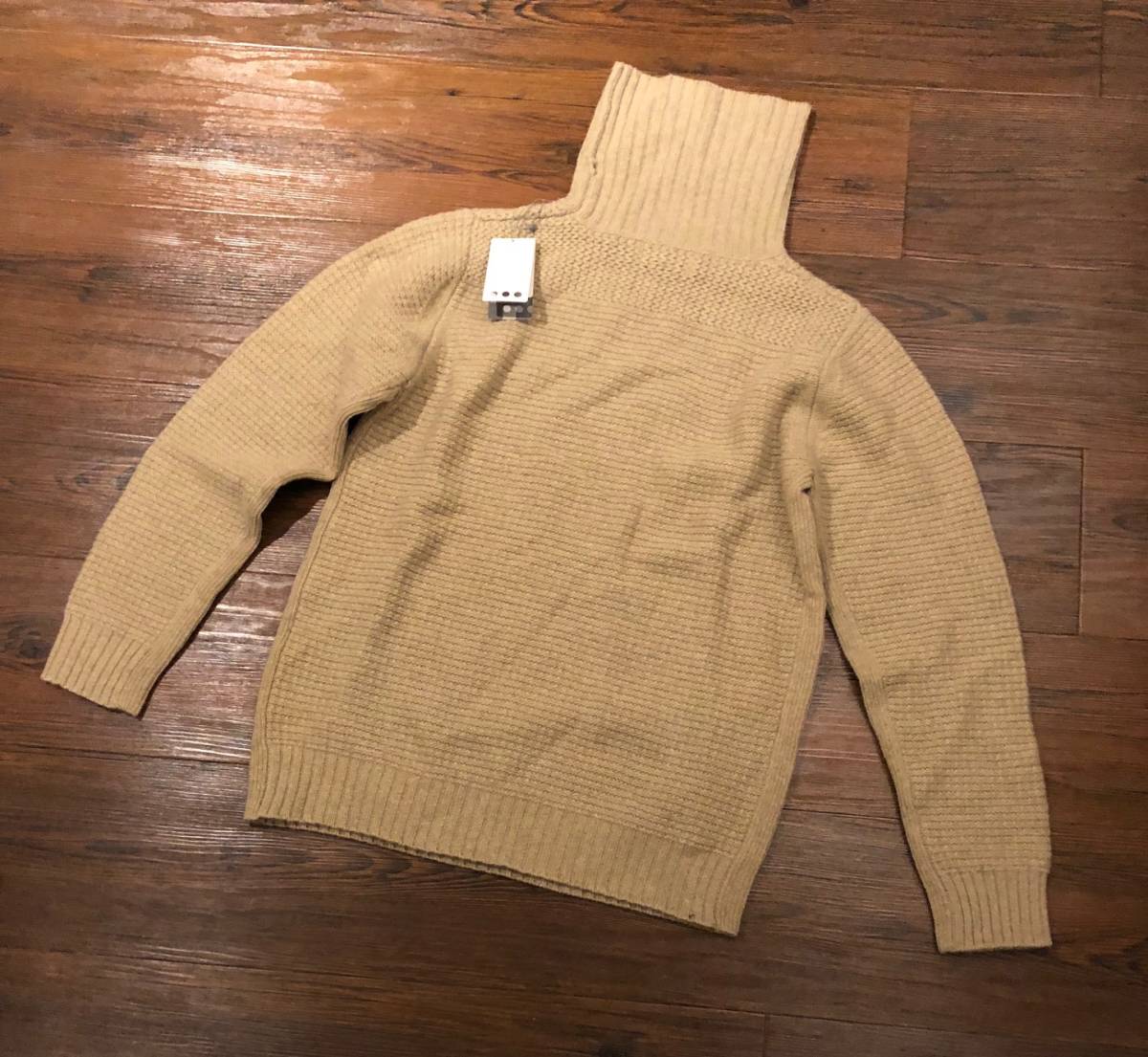 定価34560円 国内正規 新品★ three dots タートルネック カシミヤ混 ウール ニット セーター スリードッツ ★ ベージュ L