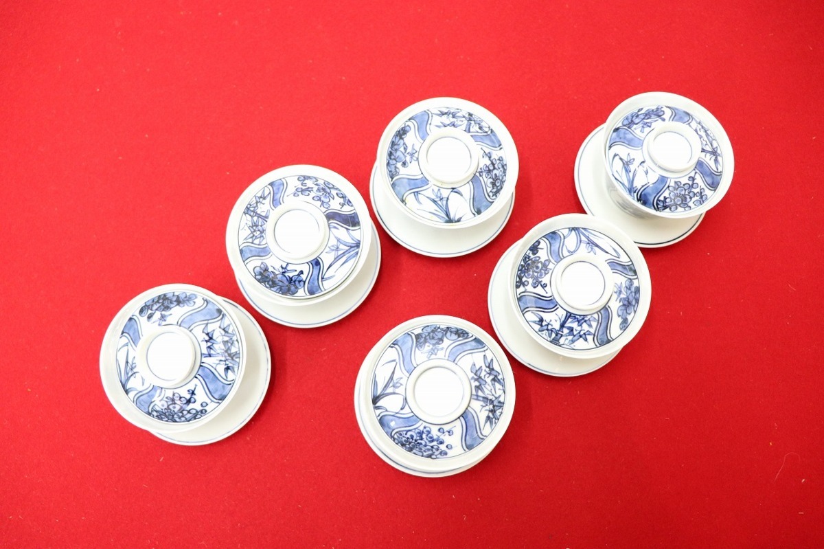 中国時代古玩 唐物古陶磁 煎茶道具 梅蘭竹菊図色絵茶碗一客 茶器 平安