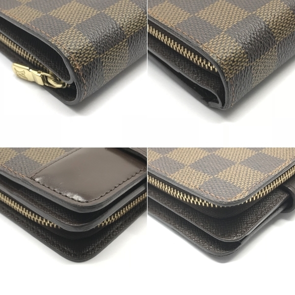 □287578 ルイヴィトン LOUIS VUITTON 二つ折り財布 コンパクトジップ ダミエ レザー N61668 エベヌ ブラウン レディース